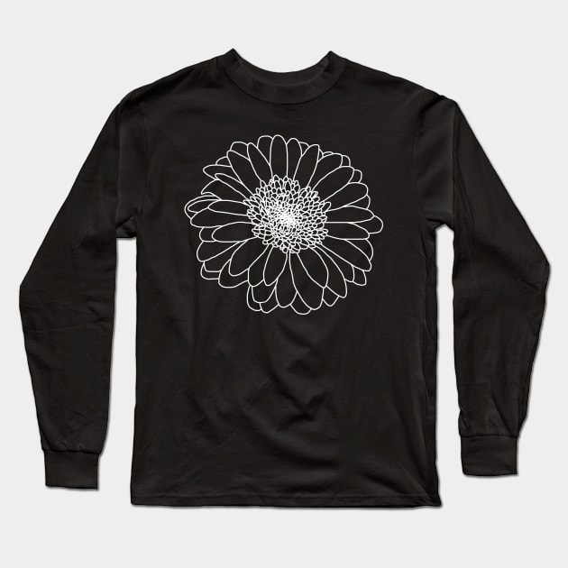 Minimal White Line Gerbera Long Sleeve T-Shirt by ellenhenryart